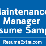Maintenance Manager Resume Sample