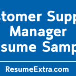 Customer Support Manager Resume Sample