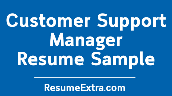 Customer Support Manager Resume Sample